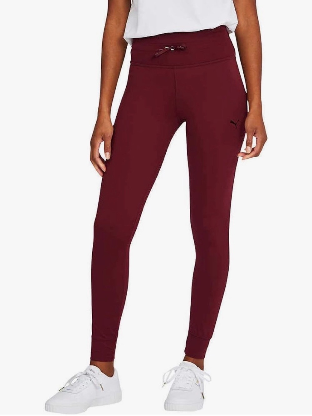 Puma Women's Maroon High-Rise Leggings with Drawcord